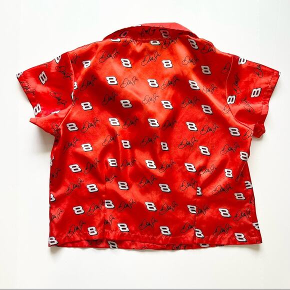 Dale‎ Earnhardt Jr. Satin Pajama Top Red Size M Short Sleeve Nascar Sleepwear - Picture 5 of 8